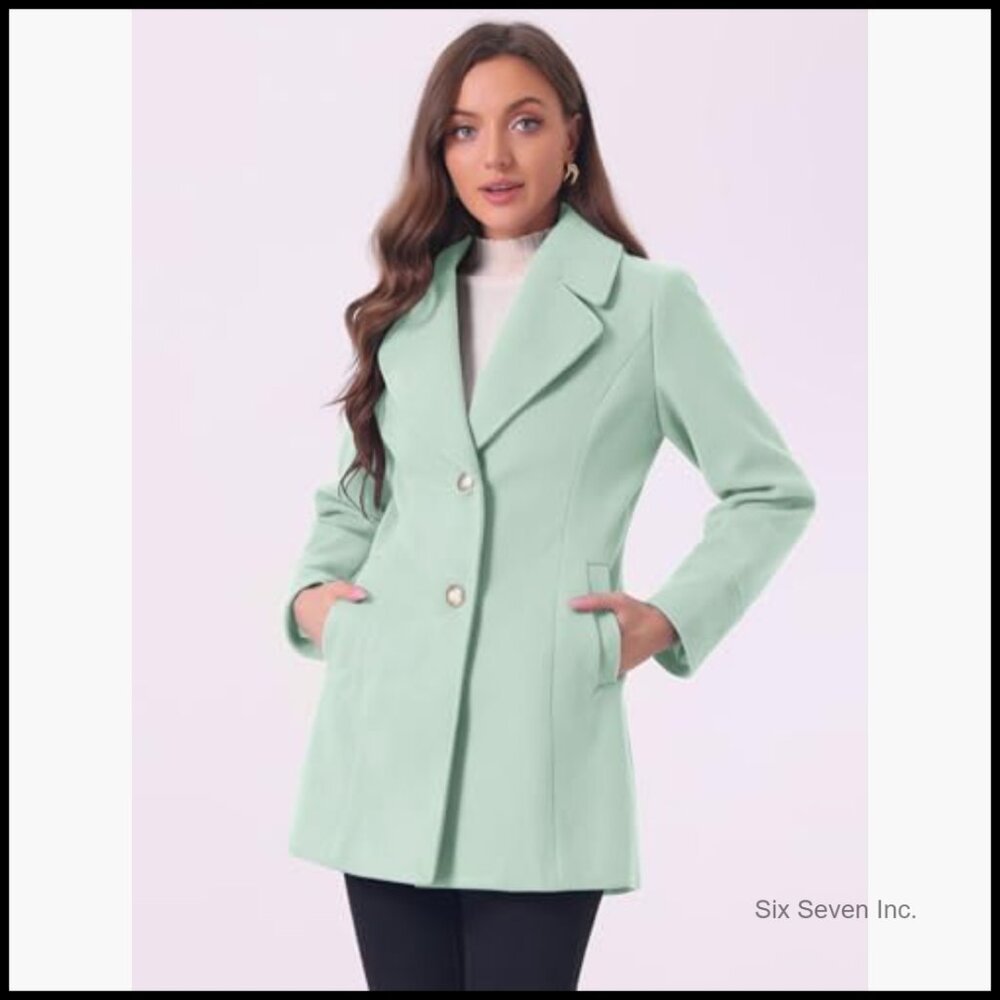 Polyester Overcoat Notched Collar Single Breasted… - image 4
